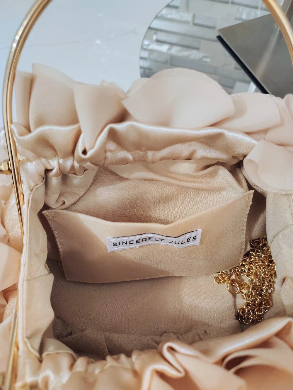 NWT Sincerely Jules Top-Handle Kisslock Purse - Chiffon Petals w/GHW